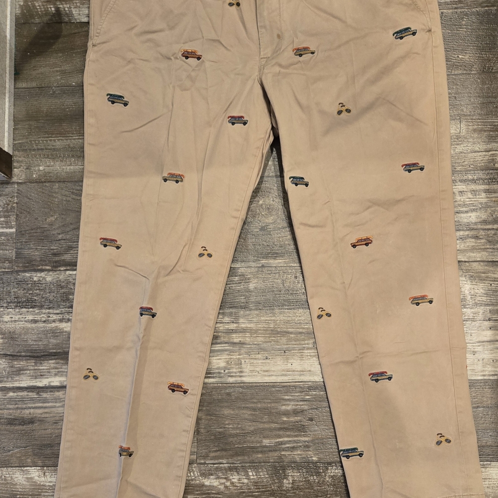 Ralph Lauren Tan Chinos with Embroidered Cars. Men Size 42x30